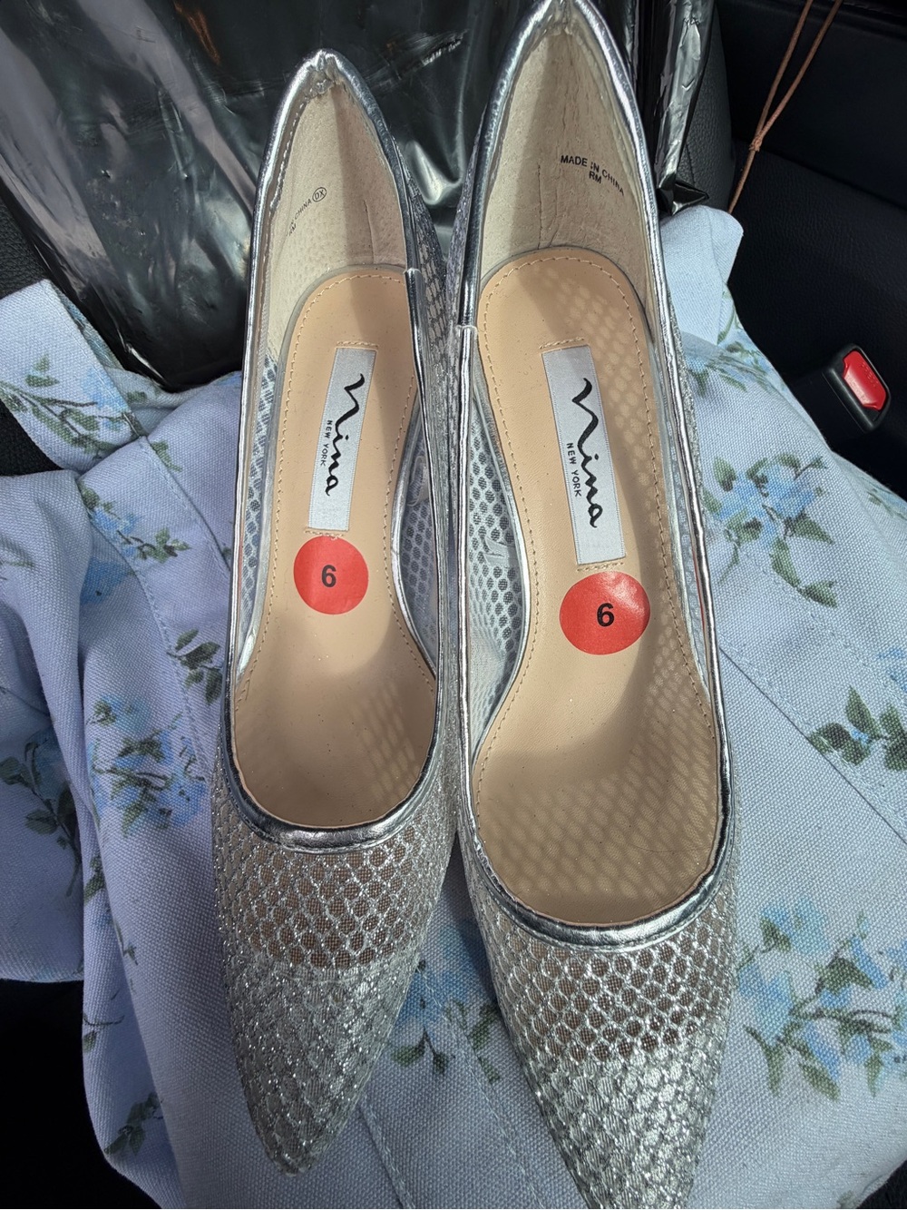 Nina Silver Glitter Pointed Toe Pumps